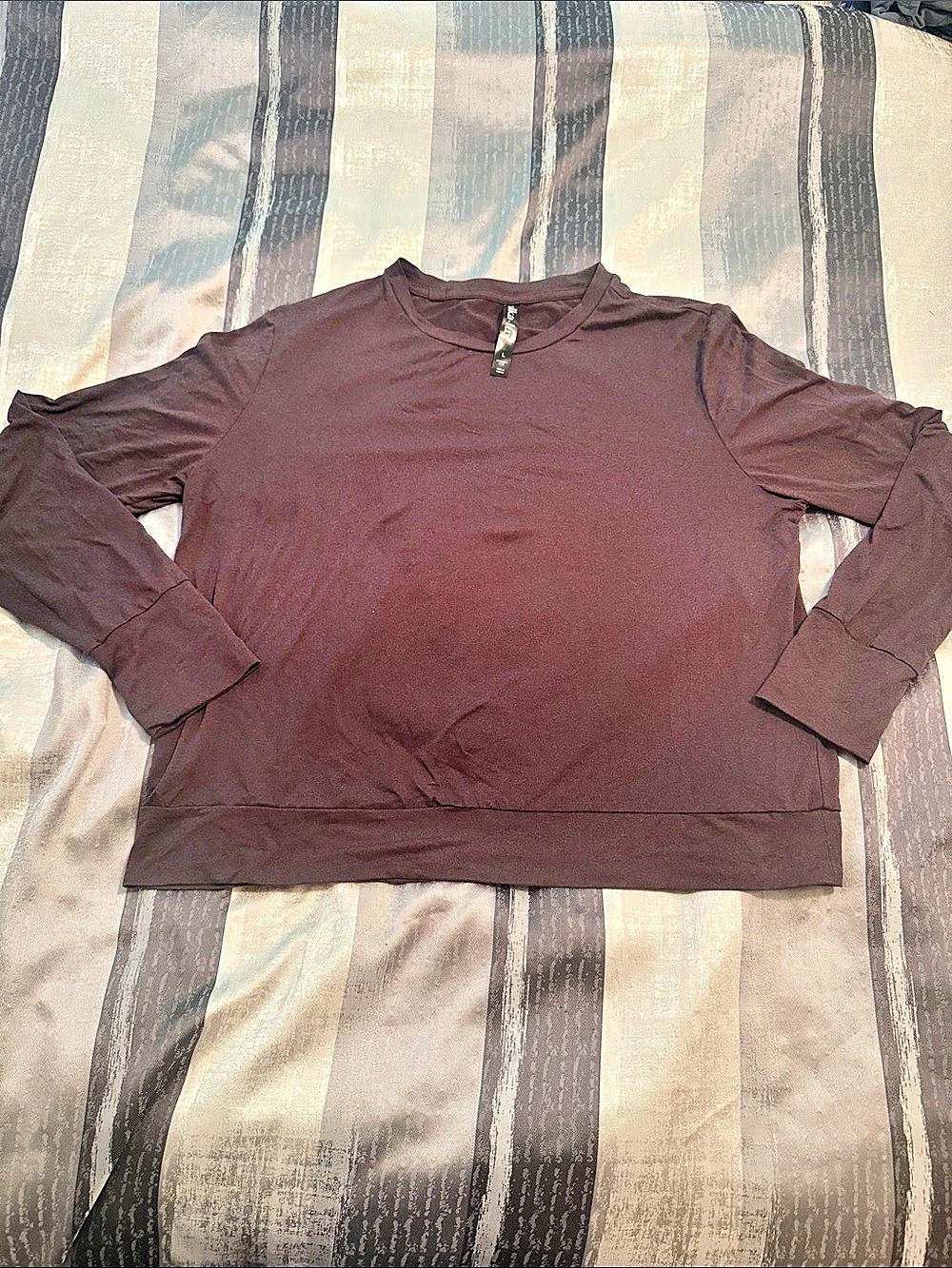 Lukka Lux Purple Long Sleeve Crew Neck Top Size L